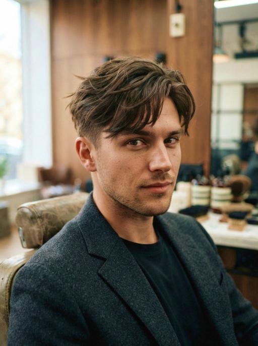 Modern Offset Part Men's Hairstyle